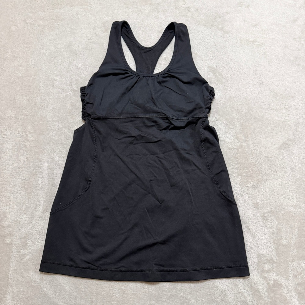 Lululemon Turbo Tank Top Womens 6 Black Racerback Ruched Activewear Yoga Gym